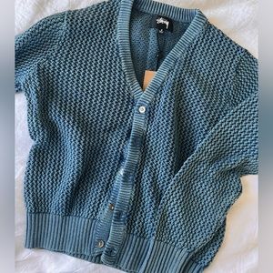 Stussy Loose Gauge Cardigan-Indigo Dyed